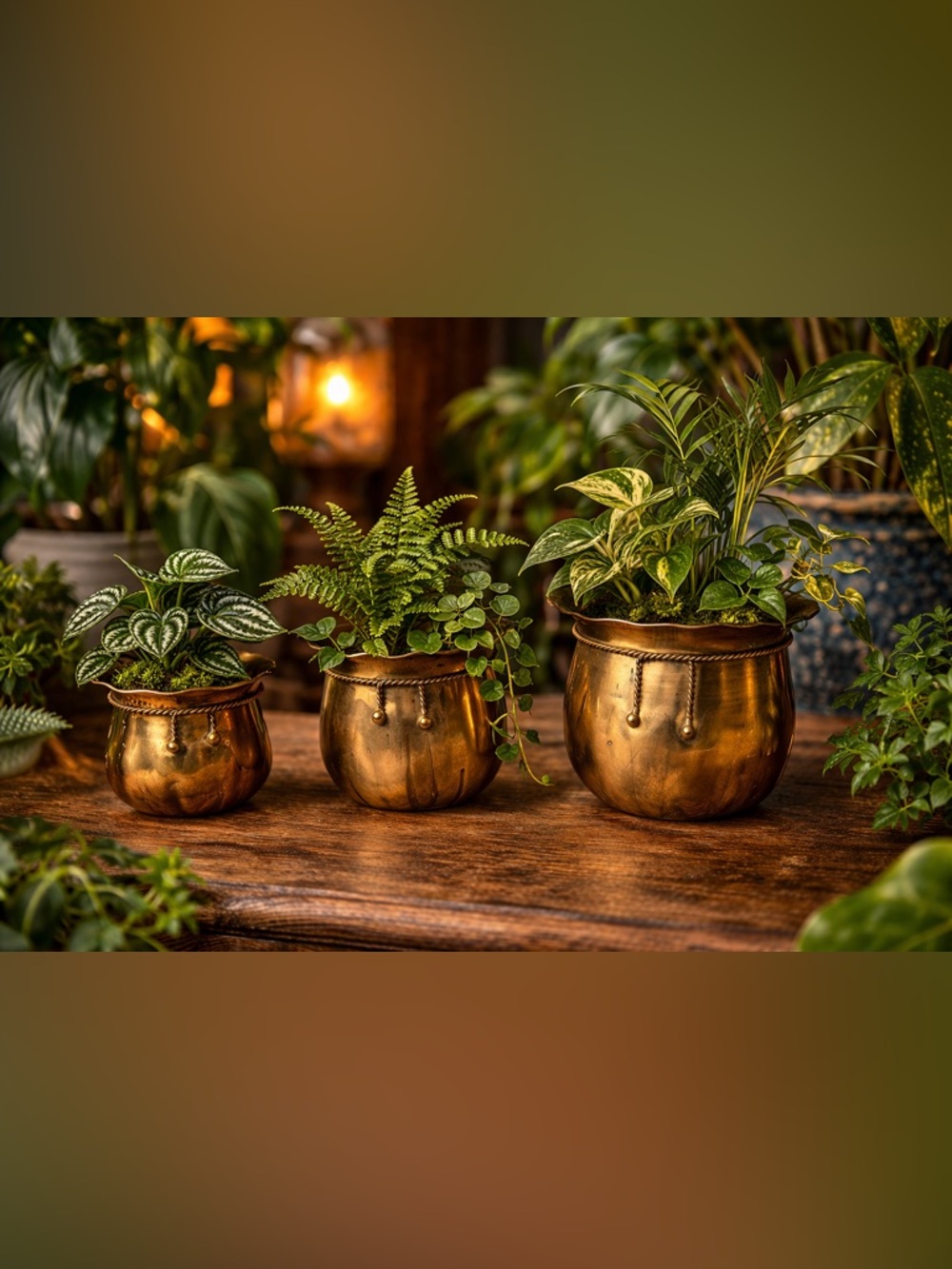 Vintage Brass Planter Set of 3 • Made in India • Sculptural Matching Cachepots